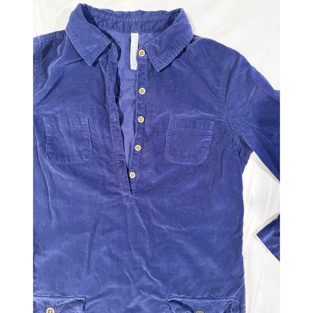 Vtg old navy Corduroy Shirt Dress S Blue Button Tab Long Sleeve Indie Grunge Y2K - Picture 7 of 16